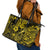 Hawaii Fish Hook Leather Tote Bag Hibiscus Hawaii Tribal Tattoo Yellow Version - Wonder Print Shop