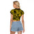 Hawaii Fish Hook Raglan Cropped T Shirt Hibiscus Hawaii Tribal Tattoo Yellow Version - Wonder Print Shop