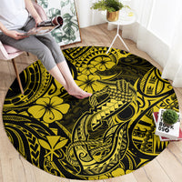 hawaii-fish-hook-round-carpet-hibiscus-hawaii-tribal-tattoo-yellow-version