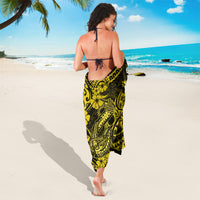 Hawaii Fish Hook Sarong Hibiscus Hawaii Tribal Tattoo Yellow Version - Wonder Print Shop
