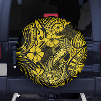 Hawaii Fish Hook Spare Tire Cover Hibiscus Hawaii Tribal Tattoo Yellow Version - Wonder Print Shop