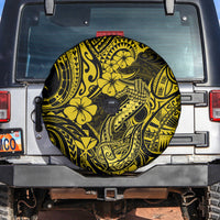 Hawaii Fish Hook Spare Tire Cover Hibiscus Hawaii Tribal Tattoo Yellow Version - Wonder Print Shop