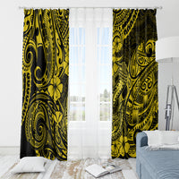 Hawaii Fish Hook Window Curtain Hibiscus Hawaii Tribal Tattoo Yellow Version - Wonder Print Shop