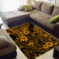 Hawaii King Kamehameha Area Rug Polynesian Pattern Gold Version - Wonder Print Shop
