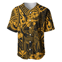 Hawaii King Kamehameha Baseball Jersey Polynesian Pattern Gold Version - Wonder Print Shop