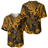 Hawaii King Kamehameha Baseball Jersey Polynesian Pattern Gold Version - Wonder Print Shop