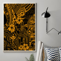 Hawaii King Kamehameha Canvas Wall Art Polynesian Pattern Gold Version - Wonder Print Shop