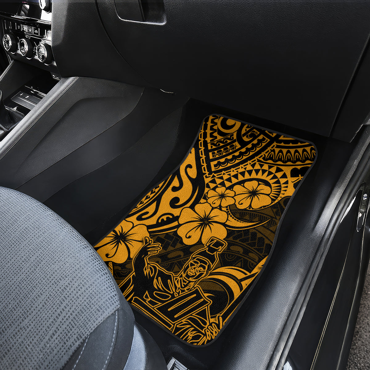 Hawaii King Kamehameha Car Mats Polynesian Pattern Gold Version - Wonder Print Shop