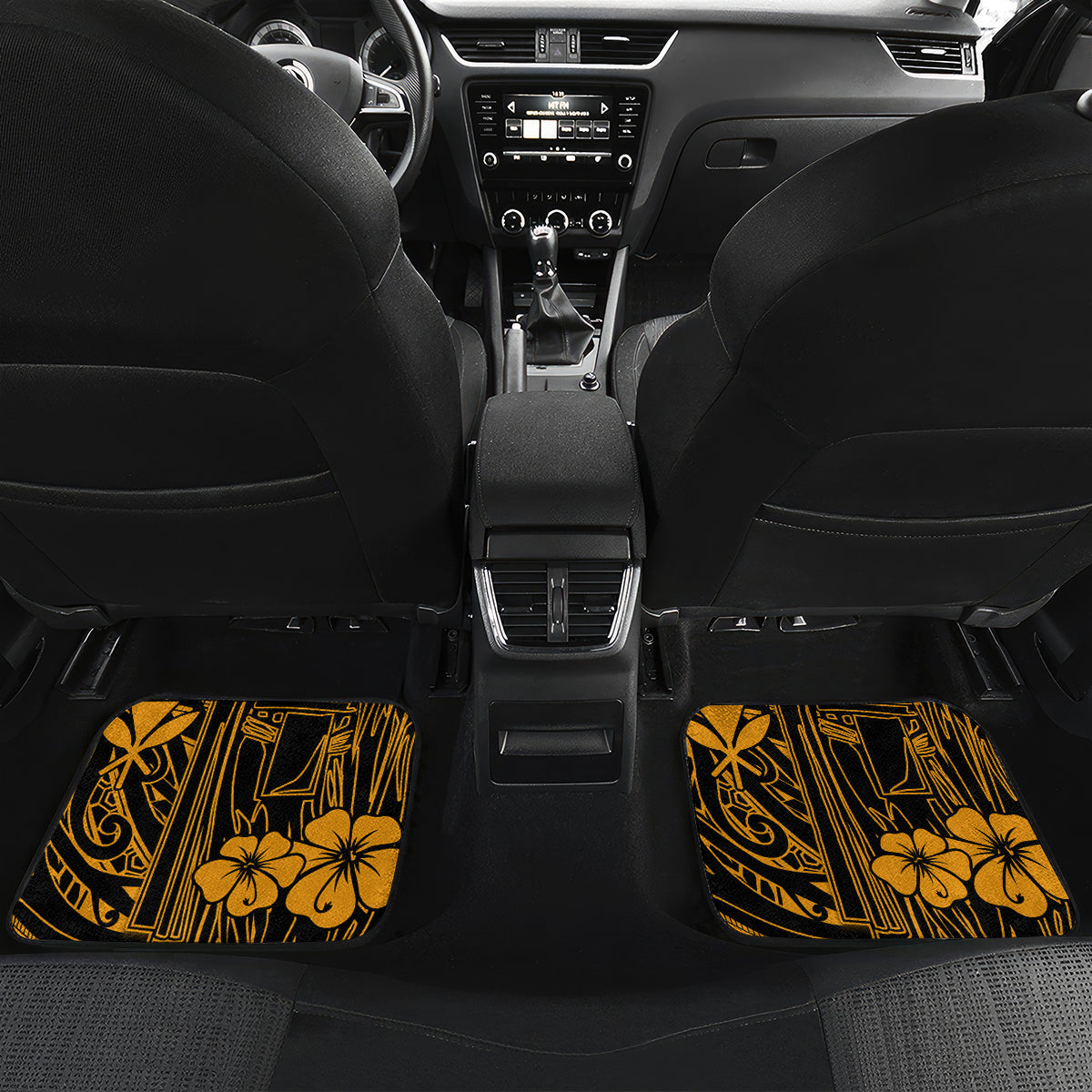 Hawaii King Kamehameha Car Mats Polynesian Pattern Gold Version - Wonder Print Shop