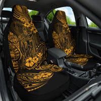 Hawaii King Kamehameha Car Seat Cover Polynesian Pattern Gold Version - Wonder Print Shop