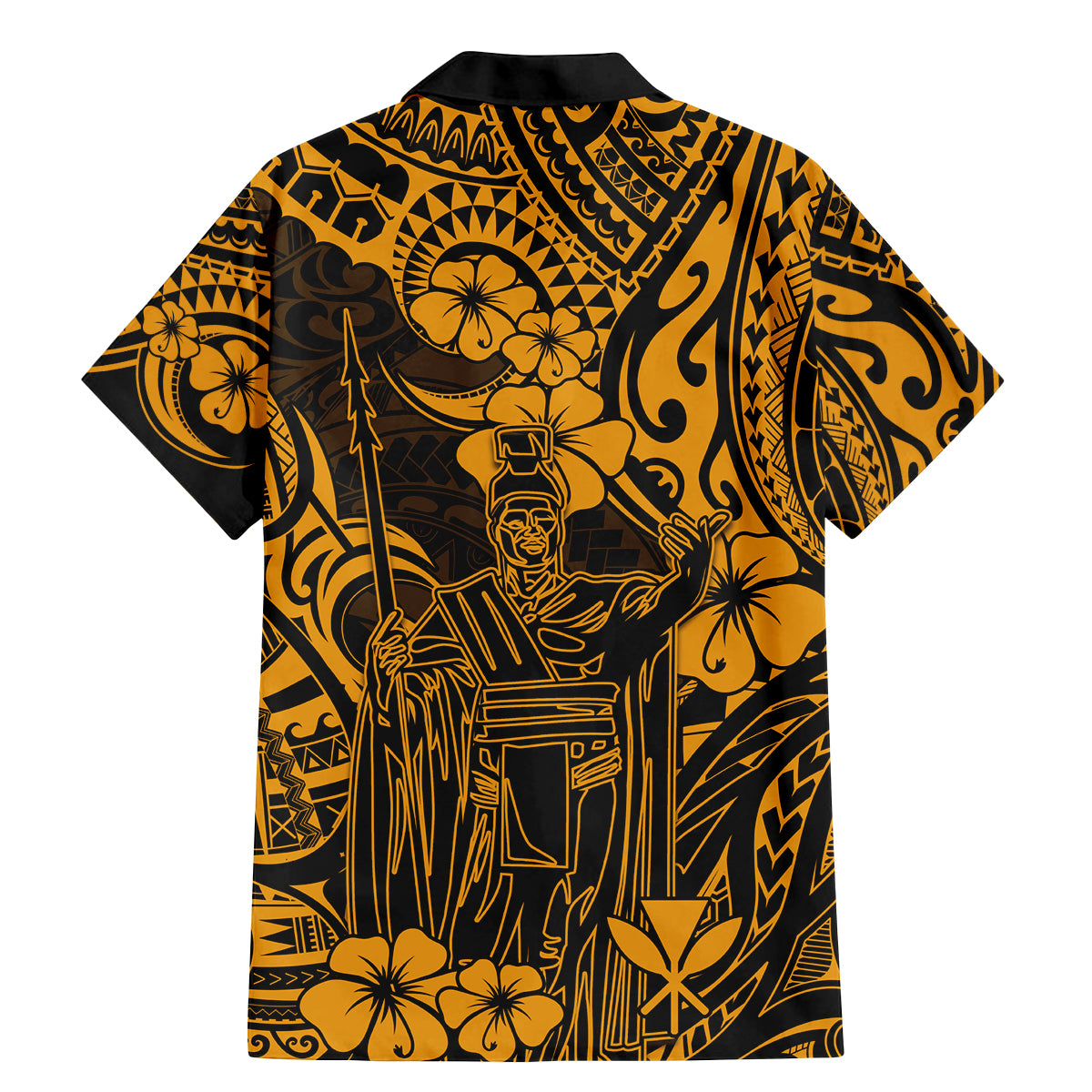 Hawaii King Kamehameha Family Matching Mermaid Dress and Hawaiian Shirt Polynesian Pattern Gold Version - Wonder Print Shop