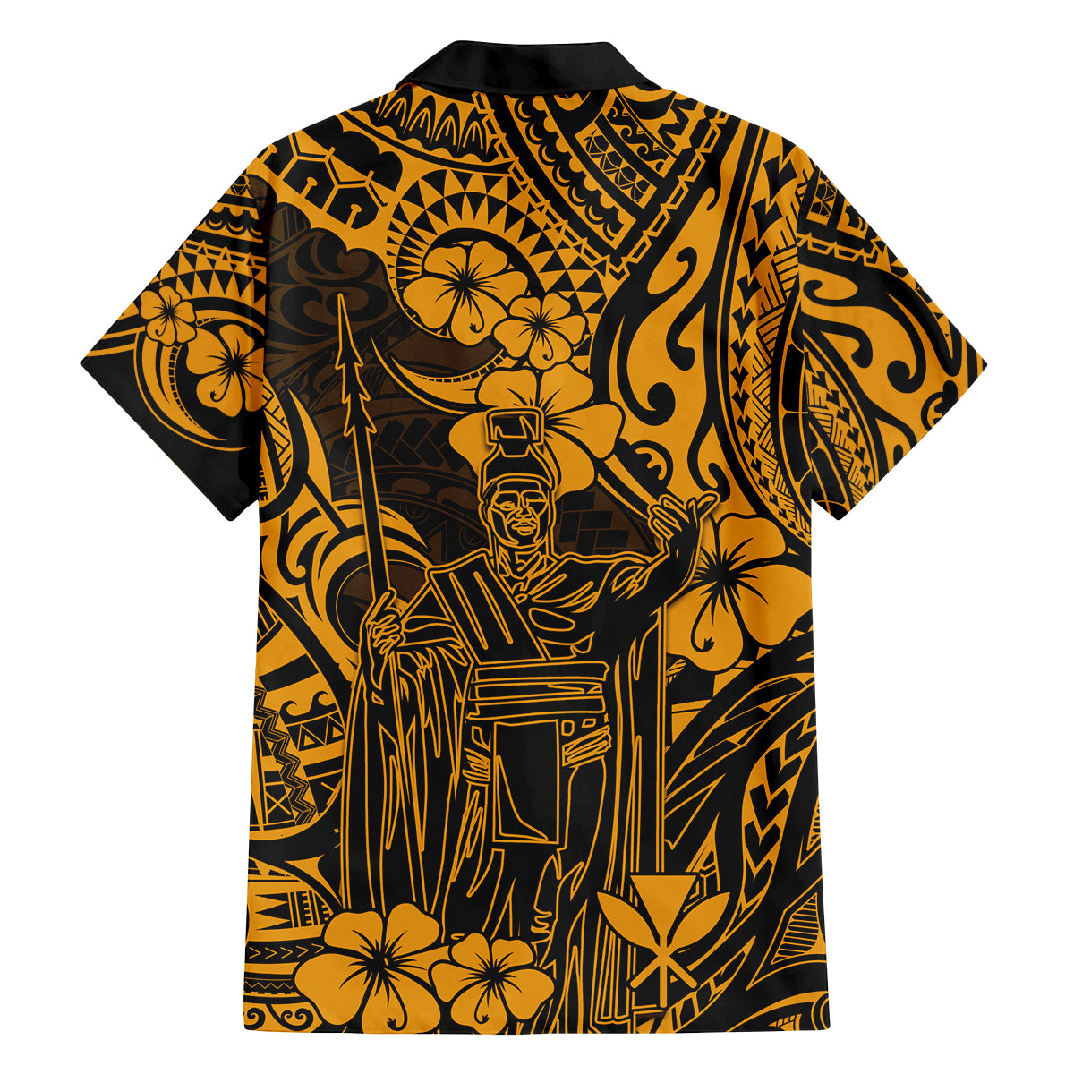 Hawaii King Kamehameha Family Matching Puletasi Dress and Hawaiian Shirt Polynesian Pattern Gold Version - Wonder Print Shop