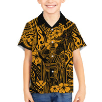 Hawaii King Kamehameha Hawaiian Shirt Polynesian Pattern Gold Version - Wonder Print Shop