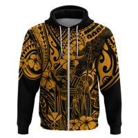 Hawaii King Kamehameha Hoodie Polynesian Pattern Gold Version - Wonder Print Shop