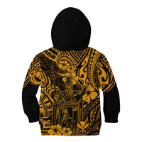 Hawaii King Kamehameha Kid Hoodie Polynesian Pattern Gold Version - Wonder Print Shop