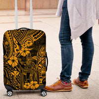 Hawaii King Kamehameha Luggage Cover Polynesian Pattern Gold Version - Wonder Print Shop