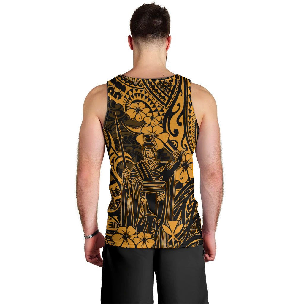 Hawaii King Kamehameha Men Tank Top Polynesian Pattern Gold Version - Wonder Print Shop