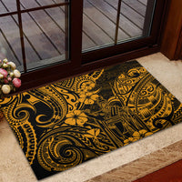 Hawaii King Kamehameha Rubber Doormat Polynesian Pattern Gold Version - Wonder Print Shop