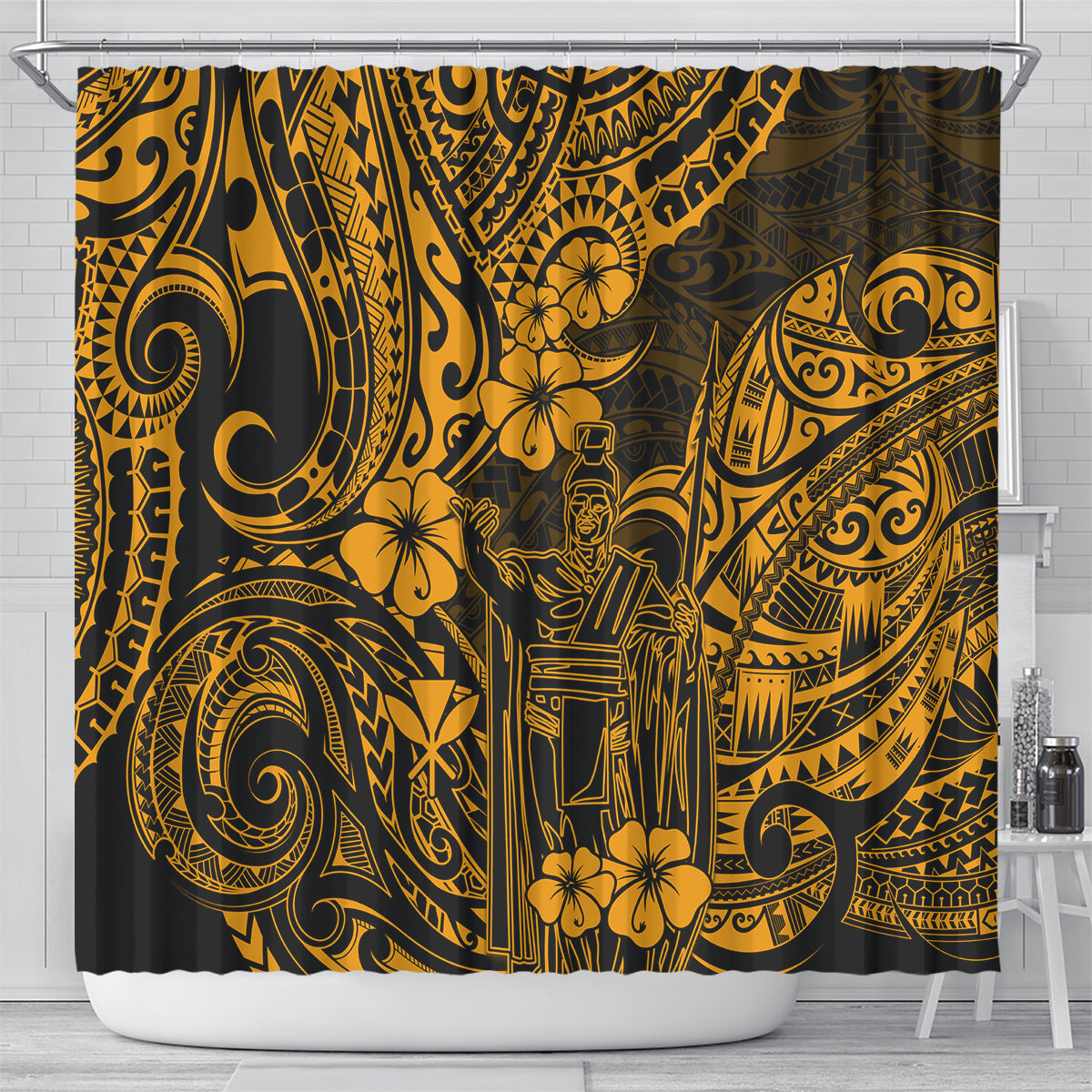 hawaii-king-kamehameha-shower-curtain-polynesian-pattern-gold-version
