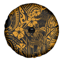 Hawaii King Kamehameha Spare Tire Cover Polynesian Pattern Gold Version - Wonder Print Shop