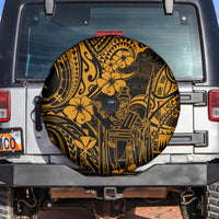Hawaii King Kamehameha Spare Tire Cover Polynesian Pattern Gold Version - Wonder Print Shop