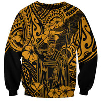 Hawaii King Kamehameha Sweatshirt Polynesian Pattern Gold Version - Wonder Print Shop