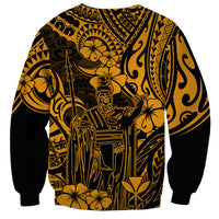 Hawaii King Kamehameha Sweatshirt Polynesian Pattern Gold Version - Wonder Print Shop
