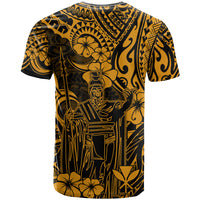 Hawaii King Kamehameha T Shirt Polynesian Pattern Gold Version - Wonder Print Shop