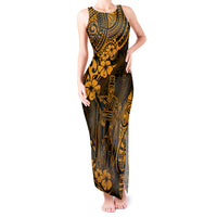 Hawaii King Kamehameha Tank Maxi Dress Polynesian Pattern Gold Version - Wonder Print Shop