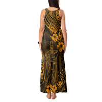 Hawaii King Kamehameha Tank Maxi Dress Polynesian Pattern Gold Version - Wonder Print Shop