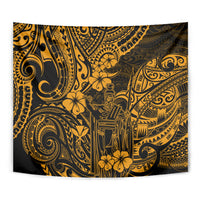 Hawaii King Kamehameha Tapestry Polynesian Pattern Gold Version - Wonder Print Shop