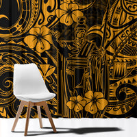 Hawaii King Kamehameha Window Curtain Polynesian Pattern Gold Version - Wonder Print Shop