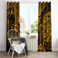 Hawaii King Kamehameha Window Curtain Polynesian Pattern Gold Version - Wonder Print Shop