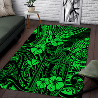 Hawaii King Kamehameha Area Rug Polynesian Pattern Green Version - Wonder Print Shop