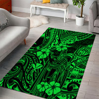 Hawaii King Kamehameha Area Rug Polynesian Pattern Green Version - Wonder Print Shop