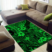 Hawaii King Kamehameha Area Rug Polynesian Pattern Green Version - Wonder Print Shop