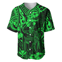 Hawaii King Kamehameha Baseball Jersey Polynesian Pattern Green Version - Wonder Print Shop