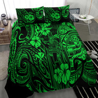 Hawaii King Kamehameha Bedding Set Polynesian Pattern Green Version - Wonder Print Shop