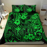 Hawaii King Kamehameha Bedding Set Polynesian Pattern Green Version - Wonder Print Shop