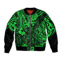 Hawaii King Kamehameha Bomber Jacket Polynesian Pattern Green Version - Wonder Print Shop