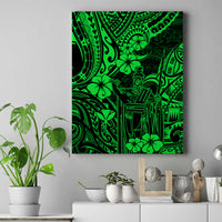 Hawaii King Kamehameha Canvas Wall Art Polynesian Pattern Green Version - Wonder Print Shop