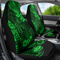 Hawaii King Kamehameha Car Seat Cover Polynesian Pattern Green Version - Wonder Print Shop