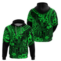 Hawaii King Kamehameha Hoodie Polynesian Pattern Green Version - Wonder Print Shop