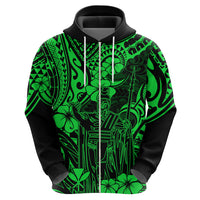 Hawaii King Kamehameha Hoodie Polynesian Pattern Green Version - Wonder Print Shop