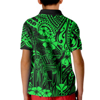 Hawaii King Kamehameha Kid Polo Shirt Polynesian Pattern Green Version - Wonder Print Shop