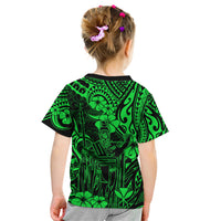 Hawaii King Kamehameha Kid T Shirt Polynesian Pattern Green Version - Wonder Print Shop
