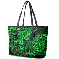 Hawaii King Kamehameha Leather Tote Bag Polynesian Pattern Green Version - Wonder Print Shop
