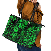 Hawaii King Kamehameha Leather Tote Bag Polynesian Pattern Green Version - Wonder Print Shop