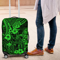 Hawaii King Kamehameha Luggage Cover Polynesian Pattern Green Version - Wonder Print Shop
