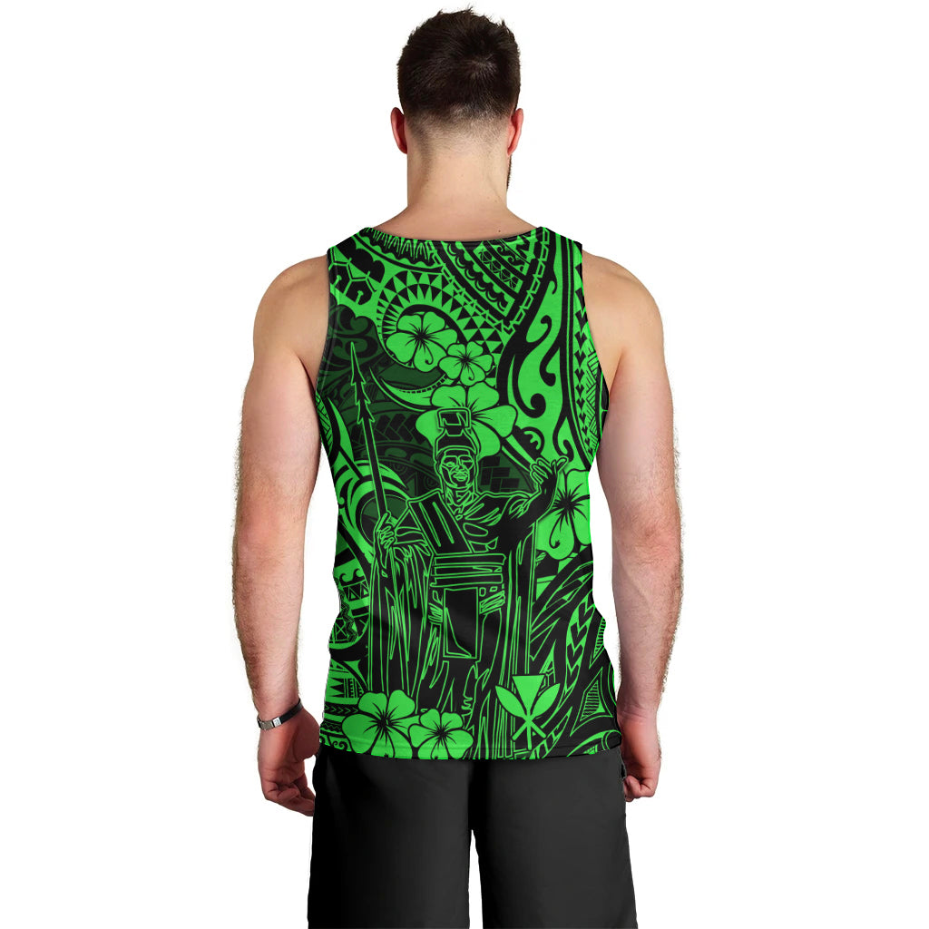 Hawaii King Kamehameha Men Tank Top Polynesian Pattern Green Version - Wonder Print Shop
